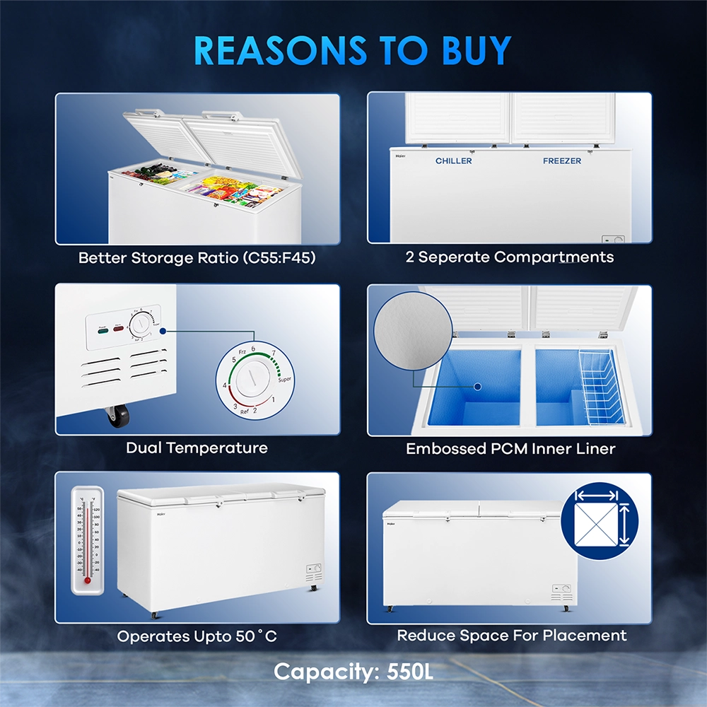 Haier 550 L Combo Chest Freezer with Two Separate Compartments